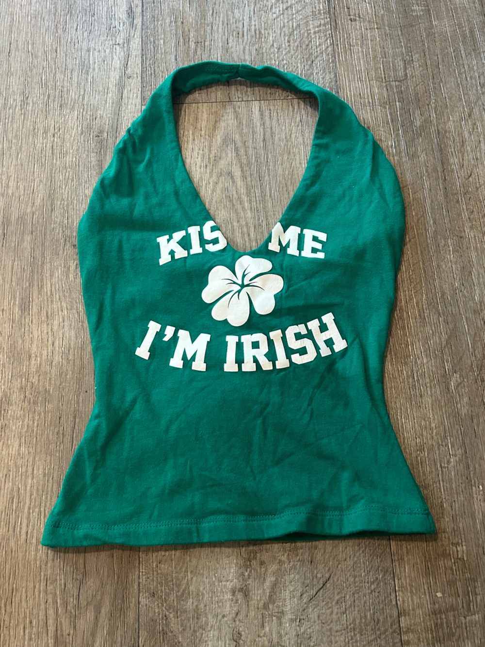 Windsor Green Kiss Me I’m Irish Halter Neck Crop Top. Size: S